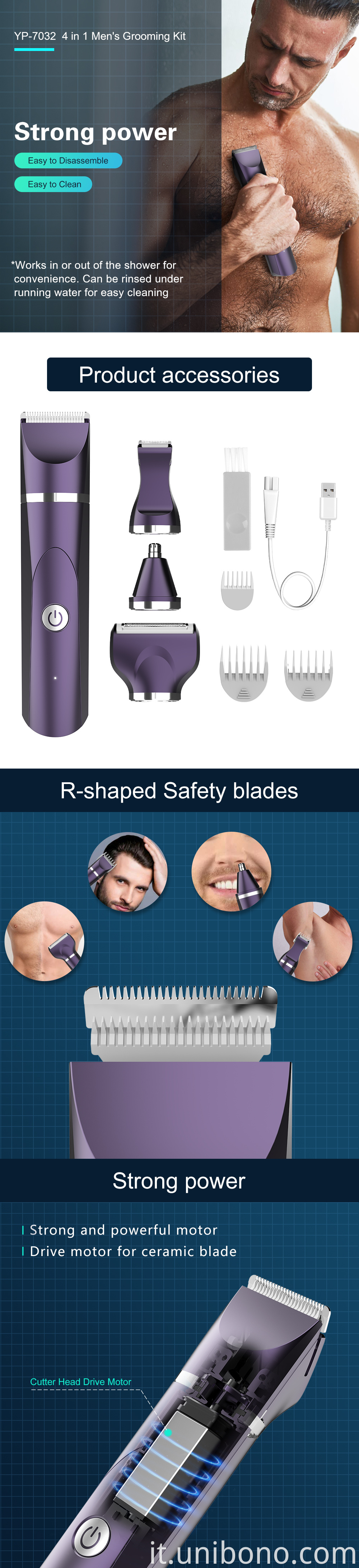 Electric Body Hair Trimmer Grooming kit for Men